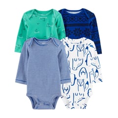 CARTER'S - Body Bebé Niño Pack X4 Manga Larga Algodón Carters