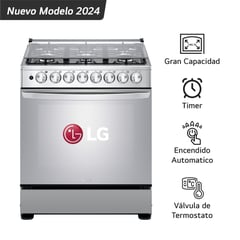 LG - Cocina A Gas LRGZ5255S 6 Hornillas Gran Capacidad Acero Inoxidable