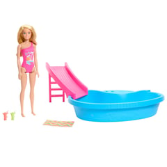 BARBIE - Muñeca con Piscina y tobogán