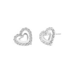 BALIQ - Aretes Corazon Afijo Plata925 Mujer