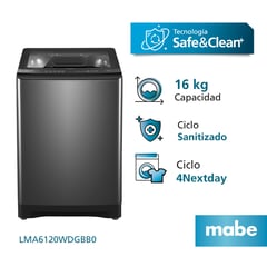 MABE - Lavadora Automática Propela 16 Kg Diamond Gray - Lma6120wdgbb0