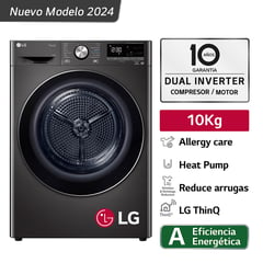 LG - Secadora DF10BVC2S6 10 Kg Dual Inverter Heat Pump Carga Frontal Negro