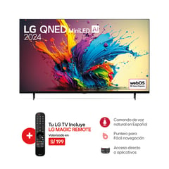 LG - Televisor 65" QNED Mini LED 4K ThinQ AI 65QNED90TSA (2024)