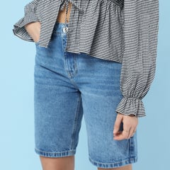 SYBILLA - Short Denim Straight 100% Algodón Mujer