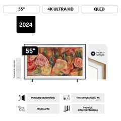 SAMSUNG - Televisor 55 Qled 4k The Frame Ls03d Tizen Os Smart Tv + Marco Teak Basic (2024)