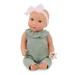 LULLABABY - Muñeca Bebé Con Jumper Verde Y Lazo Rosa