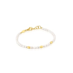 TOUS - Pulsera Plata Baño Oro/acero Perla