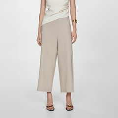 MANGO - Pantalón Wide Lino Mujer