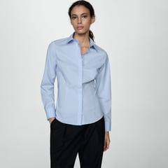 MANGO - Blusa Manga Larga Algodón Mujer