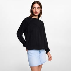 MANGO TEEN - Blusa Manga Larga Algodón Mujer Mango