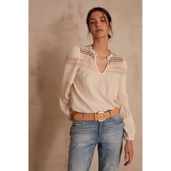 MAISON 123 - Blusa Manga Larga 100% Algodón Mujer