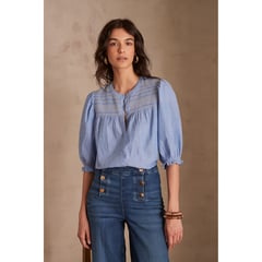 MAISON 123 - Blusa Manga Larga 100% Algodón Mujer