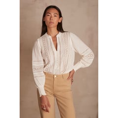 MAISON 123 - Blusa Manga Larga 100% Algodón Mujer