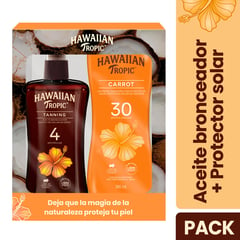 HAWAIIAN TROPIC - Pack Loción Carrot 240ml + Aceite Bronceador 240ml