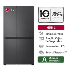 LG - Refrigeradora Gs66bpm 658lt Total No Frost Side By Side Negro Mate