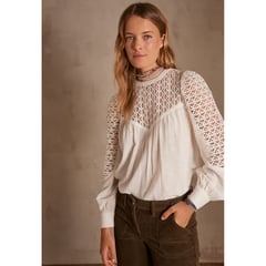 MAISON 123 - Blusa Manga Larga 100% Algodón Mujer