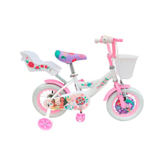 MONARK - Bicicleta Infantil Princesas Aro 12 Blanco Rosado