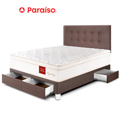 undefined - Dormitorio Royal Prince Con Cajones 2 Plazas Chocolate + 2 Almohadas Viscoelásticas + Protector