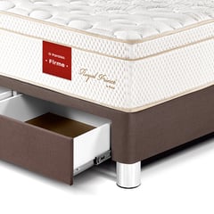 undefined - Dormitorio Royal Prince Con Cajones 2 Plazas Chocolate + 2 Almohadas Viscoelásticas + Protector