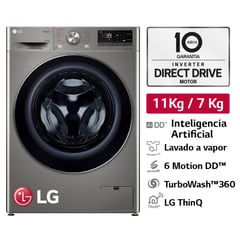 LG - Lavaseca WD11PVC3S6 11Kg/7Kg AI DD Carga Frontal Plateada