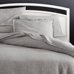 CRATE & BARREL - Funda de Duvet de Lino a Rayas King Gris