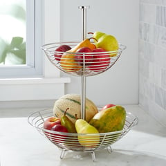 CRATE & BARREL - Frutero de Acero Inoxidable de 2 Niveles