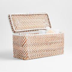 CRATE & BARREL - Organizador Rectangular con Tapa Sedona Blanco