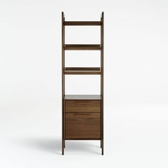 CRATE & BARREL - Librero con Archivador Tate de Madera Nogal