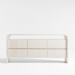 CRATE & BARREL - Cómoda Rica Grasscloth de Madera de Fresno 6 Cajones