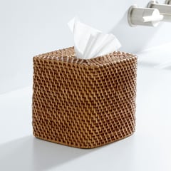 CRATE & BARREL - Caja para Pañuelos de Papel Sedona Cuadrada Miel