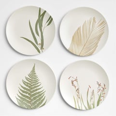 CRATE & BARREL - Set De 4 Platos De Ensalada De Melamina De Bambú Botánico