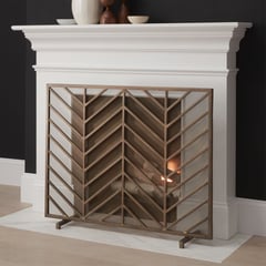 CRATE & BARREL - Pantalla para Chimenea de Laton Chevron