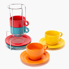 MICA - Rack de 4 Tazas + Plato Café Milano