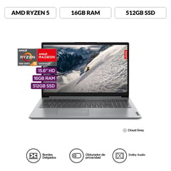 LENOVO - Laptop Lenovo AMD Ryzen 5 16GB 512GB Serie 7520U 15.6