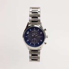 BASEMENT - Reloj Metal Plateado Y Azul