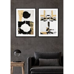 BASEMENT HOME - Set2 Cuadros Abstracto Gold 50x70x3cm
