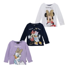 MINNIE - Polo Niña Pack X3 Manga Larga Algodón