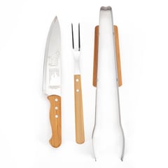 TRAMONTINA - Set X3 Cuchillo + Trinche Y Pinza Churrasco