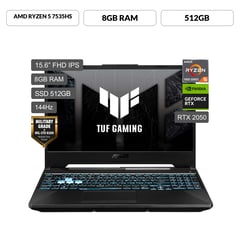 Gamer Amd Ryzen 5 Rtx 2050 8Gb Ram 512Gb Ssd Tuf Gaming A15 Serie 7000 15.6"