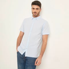 BASEMENT - Camisa Manga Corta Lino Hombre