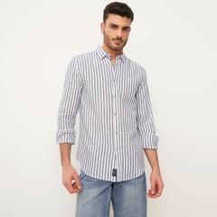 BASEMENT - Camisa Manga Larga Lino Hombre