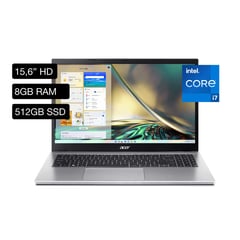 ACER - Laptop Acer Intel Core i7 8GB 512GB SSD 12° Gen Aspire 3 15.6"
