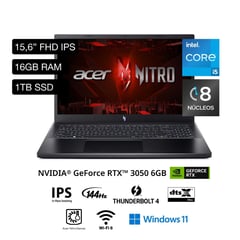 ACER - Gamer Acer Intel Core I5 Rtx3050 16gb 1tb Ssd 13°gen Nitro V 15 15,6"