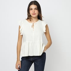 SYBILLA - Blusa Manga Corta Casual Mujer