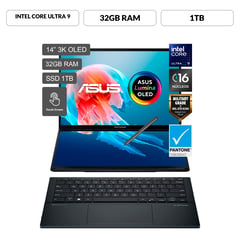 ASUS - Laptop Intel Core Ultra 9 de 16 núcleos 32GB RAM 1 TB SSD Zenbook DUO 14" 3K OLED