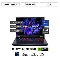 ACER - Gamer Intel Core I9 14900hx Rtx4070 64gb 1tb Ssd Predator Helios Neo 16 14°gen 16