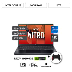 Gamer Intel Core I7 13620h Rtx4050 16gb 1tb Ssd Nitro V 15 13°gen 15.6