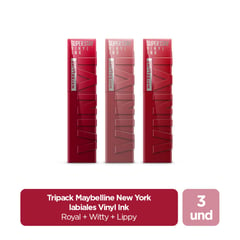 MAYBELLINE - Tripack New York Labiales Vinyl Ink Royal + Witty + Lippy