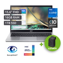 ACER - Laptop Intel Core i7 16GB 1TB SSD Aspire 3 12va Gen 15.6 + Mochila Samsonite