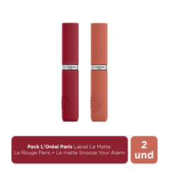 LOREAL PARIS - Pack Labial Le Matte Le Rouge Paris + Le Matte Snooze Your Alarm L'oreal Paris